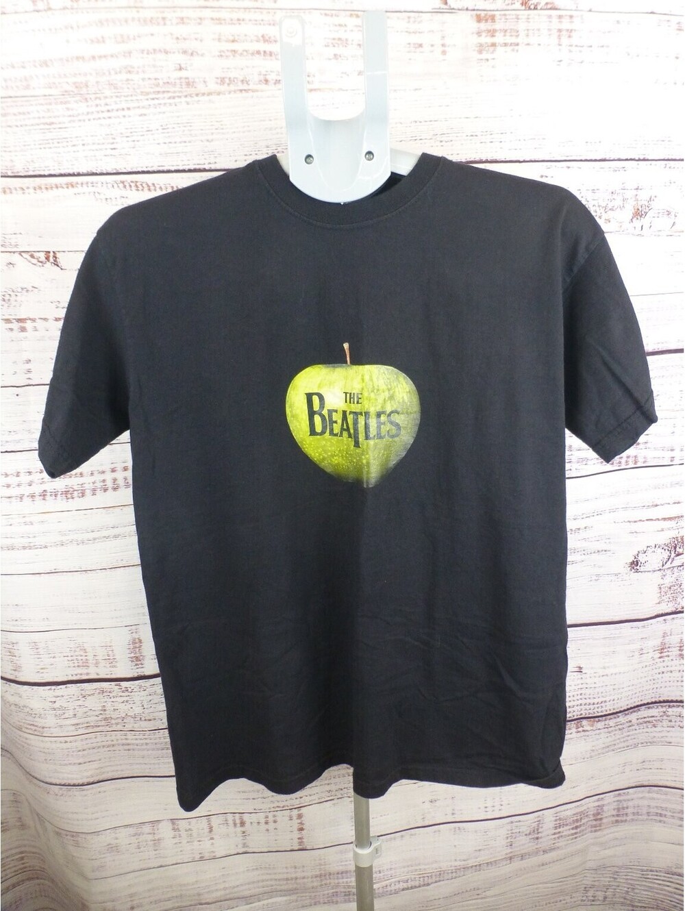 The Beatles Apple Logo T-Shirt Black Medium M 100% Cotton Band Tee Music - G3A